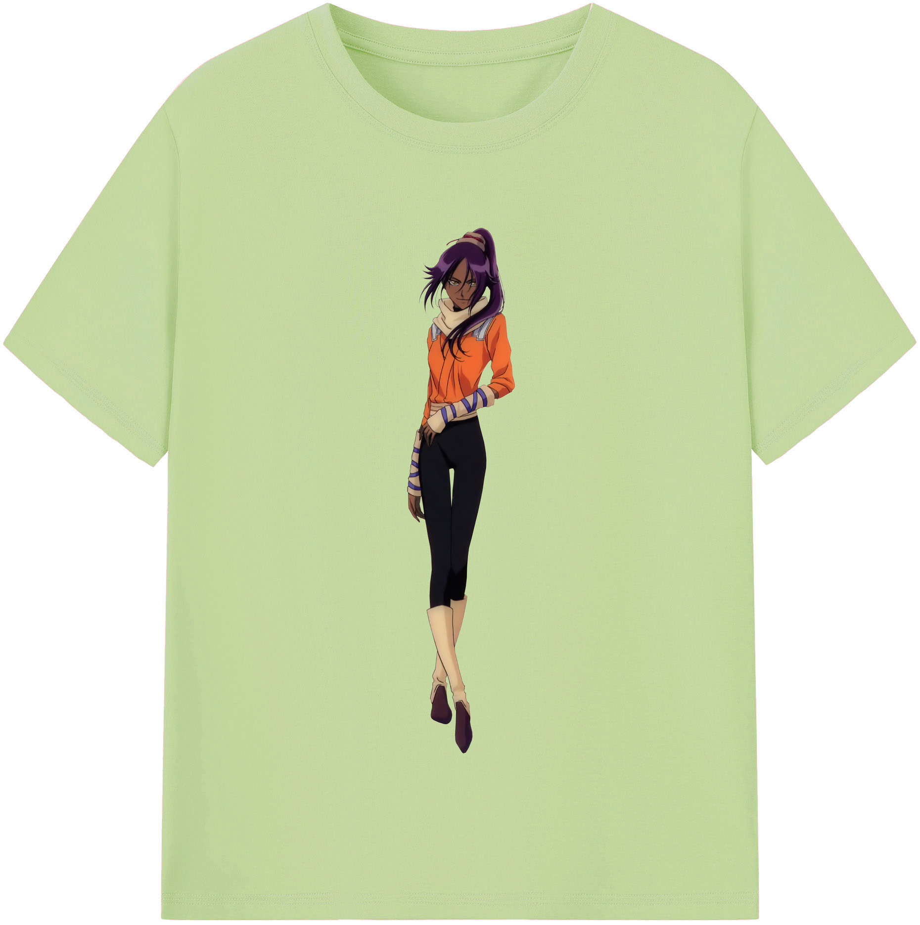 （画像用） ブリーチ 四楓院 夜一（しほういん よるいち） BLEACH Shihouin Yoruichi 綿100％半袖Tシャツ（フロントプリント）